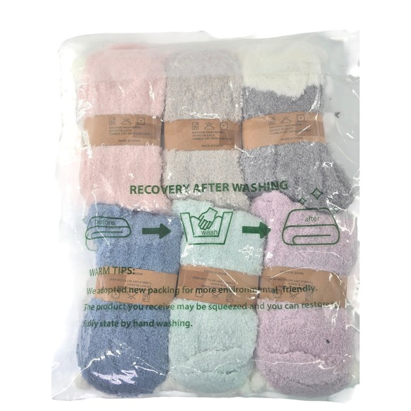 Loritta Accessories - Loritta 6 Pairs Womens Fuzzy Slipper Socks Pastel Multi Color Plush Cozy Warm
